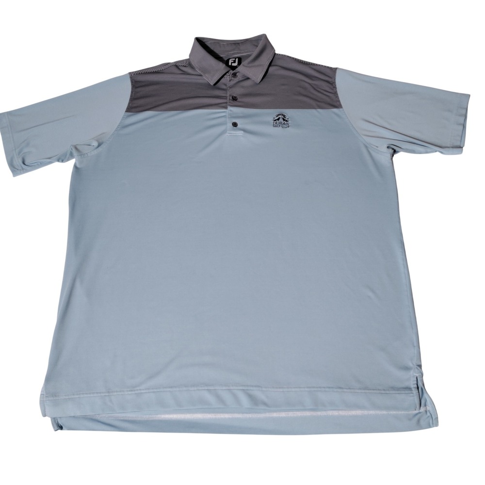 FootJoy 2XL Blue Grey Stripe Duran Golf Club Performance Polo Shirt - Imperfect